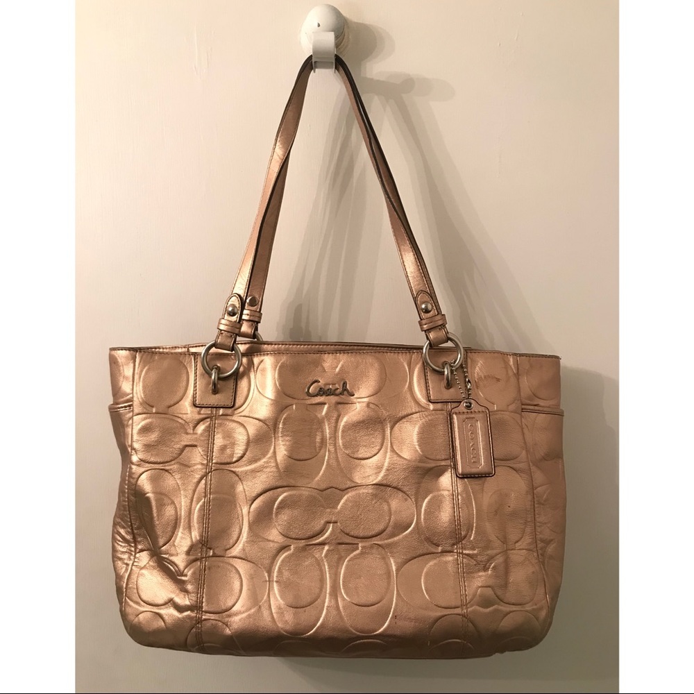 Gold Coach Purse With Purple Satin Lining